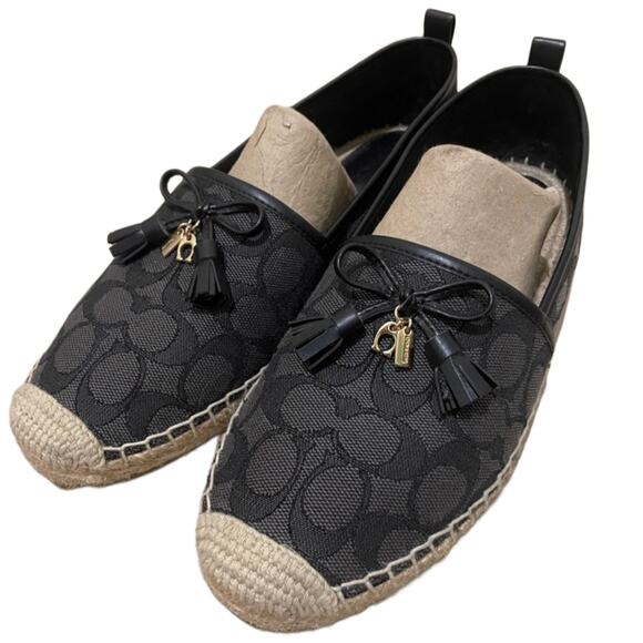 COACH SLIP ON CARSON ESPADRILLE FLATS SHOES BLACK COAL SIZE 11 ! SO COMFY ! - Picture 1 of 2